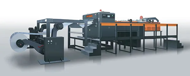 Coupeuse bobine-feuille rotative à double lame